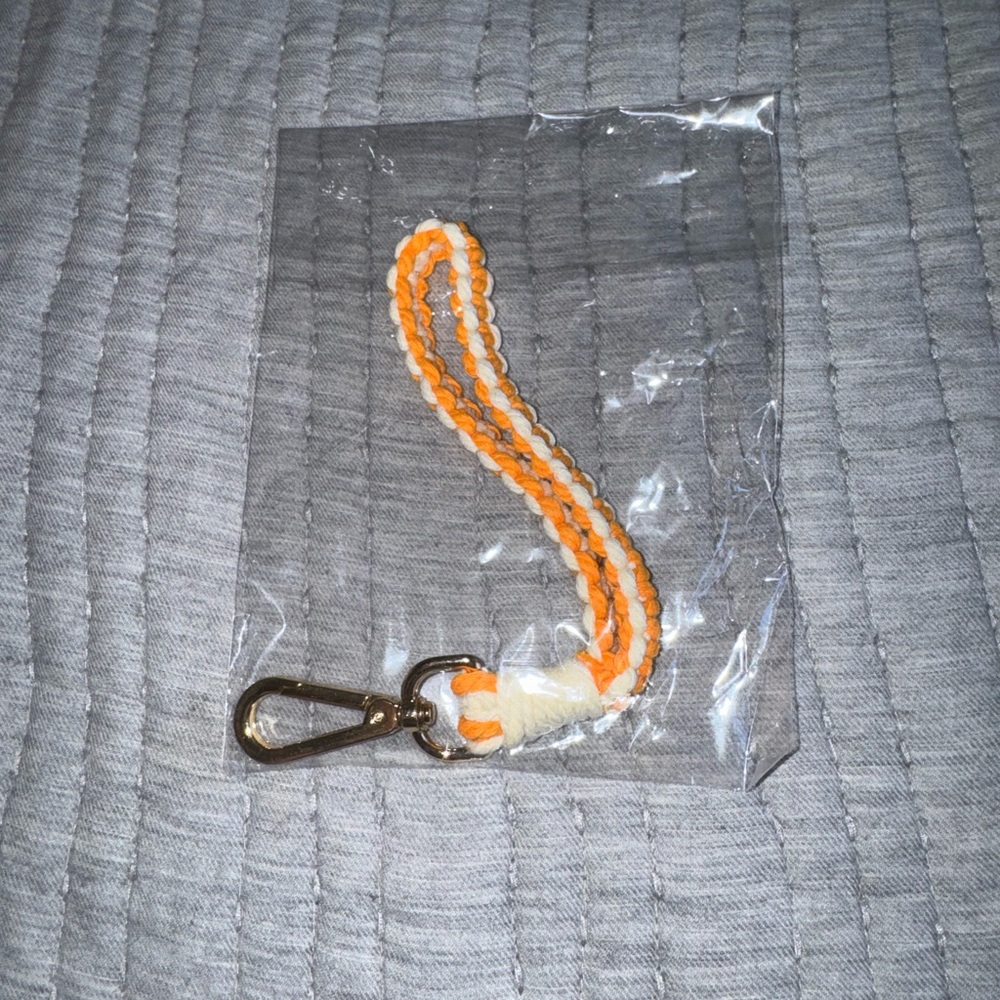 Orange and White Braided Keychain